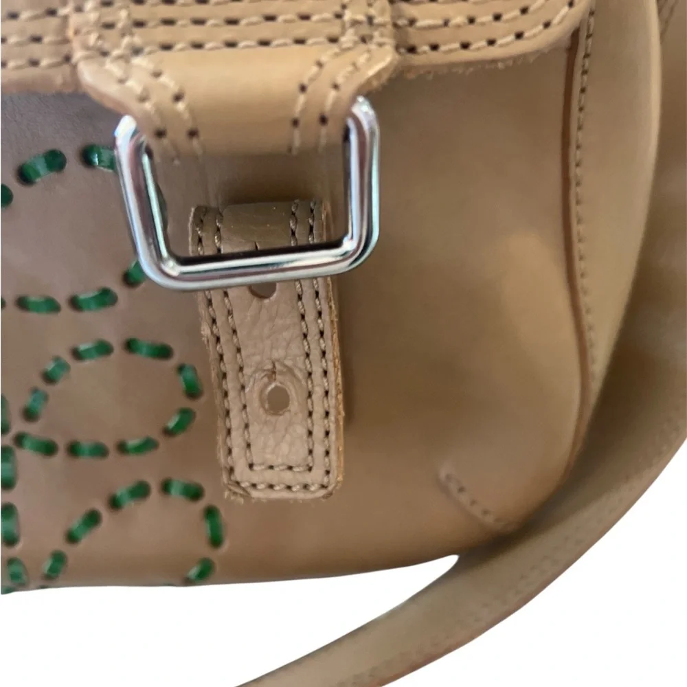 Orla Kiely Tan Leather Crossbody with Green Detailing - Picture 7 of 16